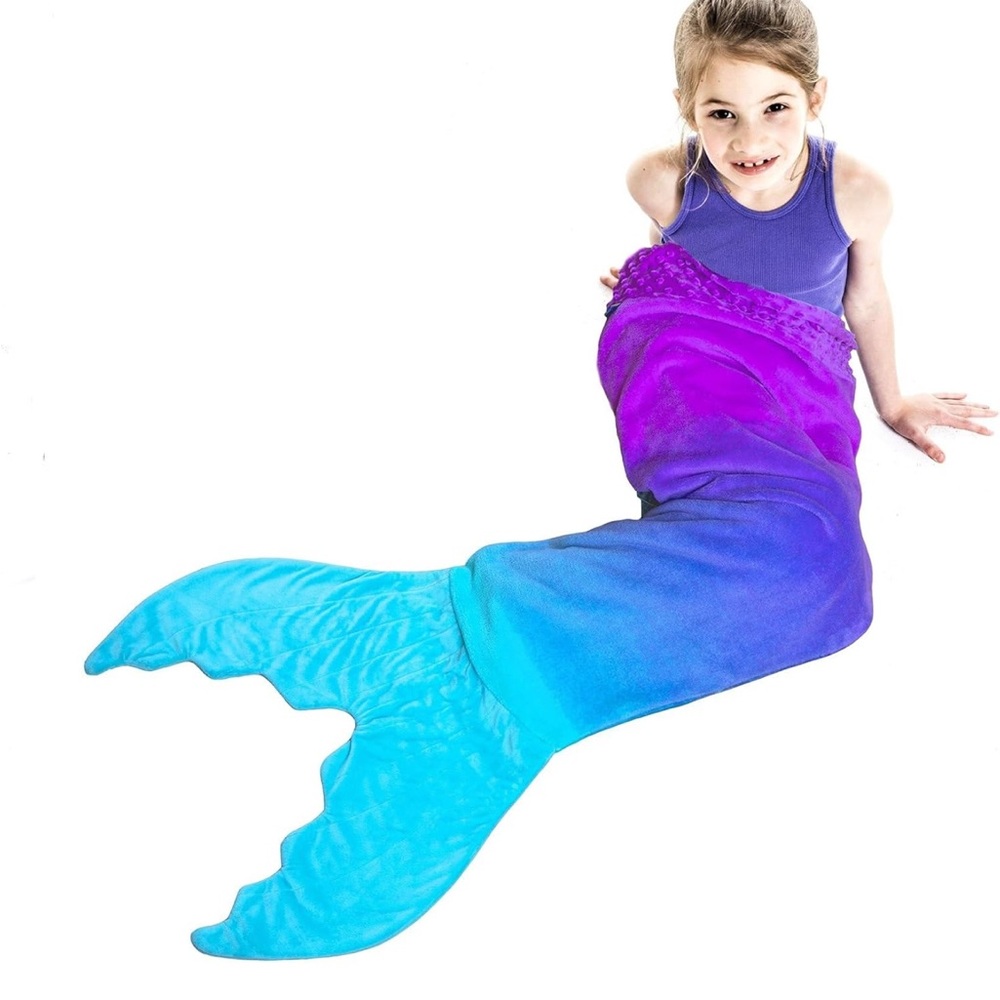 Mermaid Tail Blanket for Kids - Blue and Purple